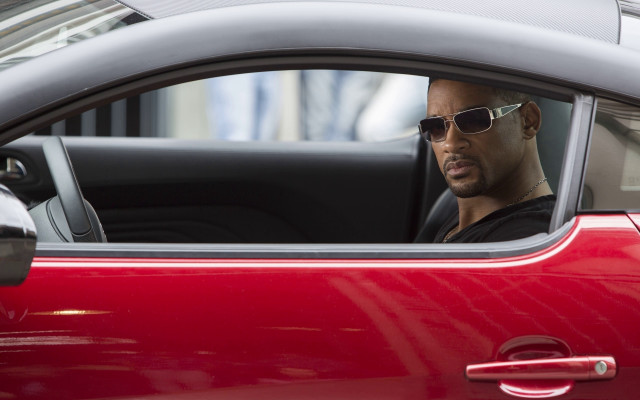 Red car man sunglasses driving free wallpaper for desktop - medium preview image