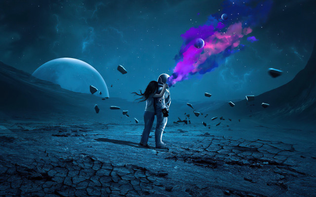 Barren surface surreal cosmic astronaut free wallpaper for desktop - medium preview image