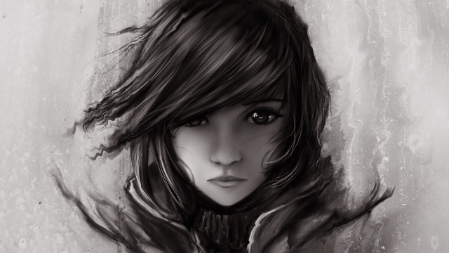 Woman longhair hoodie wind digital free wallpaper for desktop - medium preview image