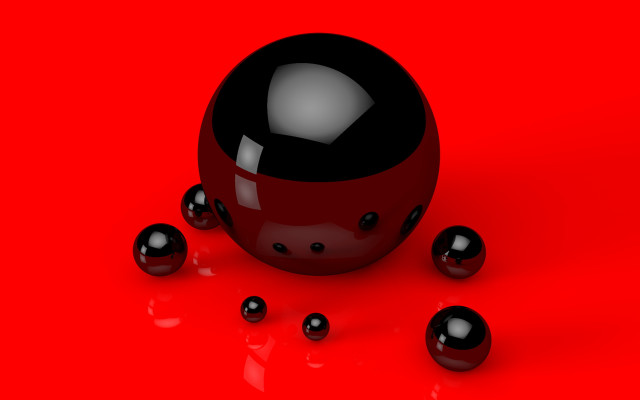 Black balls red background 3d free wallpaper for desktop - medium preview image