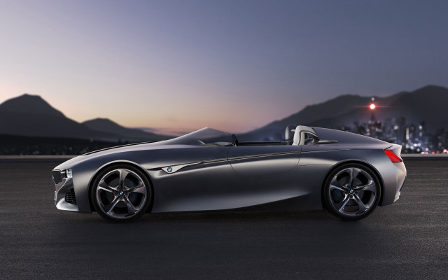 Silver car night mountains city free wallpaper for desktop - medium preview image