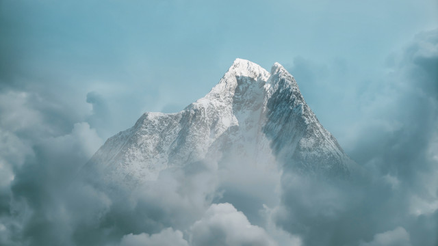 Mountain peak clouds blue sky free wallpaper for desktop - medium preview image