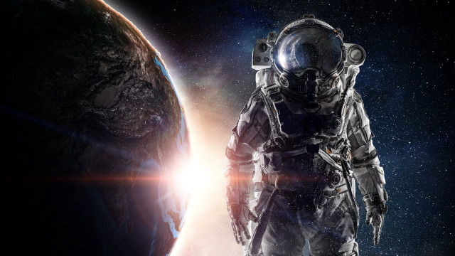 Space astronaut planet sun star free wallpaper for desktop - medium preview image