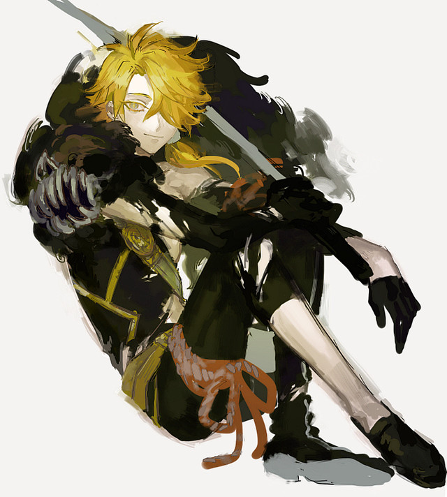 Man sword demon outfit sitting free wallpaper for tablet - medium preview image