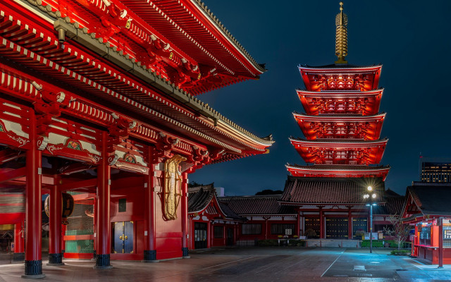 Red tower night japan shrine free wallpaper for desktop - medium preview image