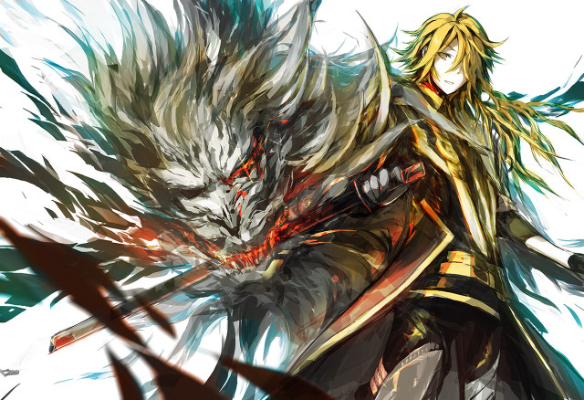 Man sword demon back chest free wallpaper for desktop - medium preview image