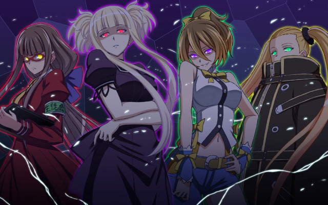 Anime girls purple background stars #2 free wallpaper for desktop - medium preview image