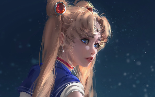 Blonde ponytail moon jewel space free wallpaper for desktop - medium preview image