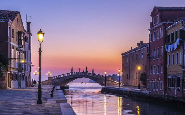 Bridge river pagoda city lights free wallpaper for desktop - medium preview image