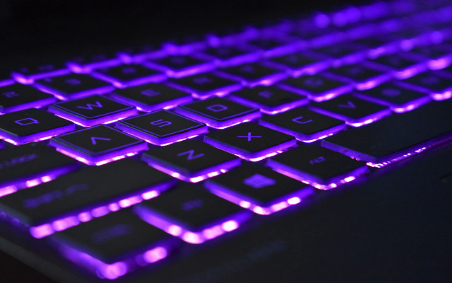 Purple glowing sword keyboard neon free wallpaper for desktop - medium preview image