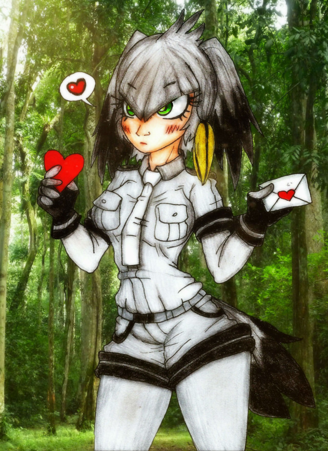 Girl holding heart forest trees free wallpaper for mobile - medium preview image
