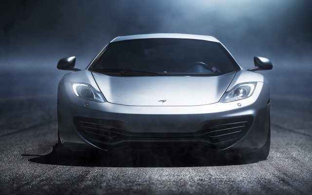 Silver sports car foggy spotlight free wallpaper for desktop - medium preview image