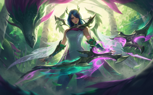 Woman white dress sword forest #4 free wallpaper for desktop - medium preview image