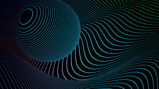 Wavy generative raytraced blue green free wallpaper for desktop - medium preview image