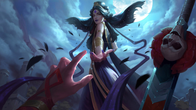 Woman sword sky clouds birds #2 free wallpaper for desktop - medium preview image