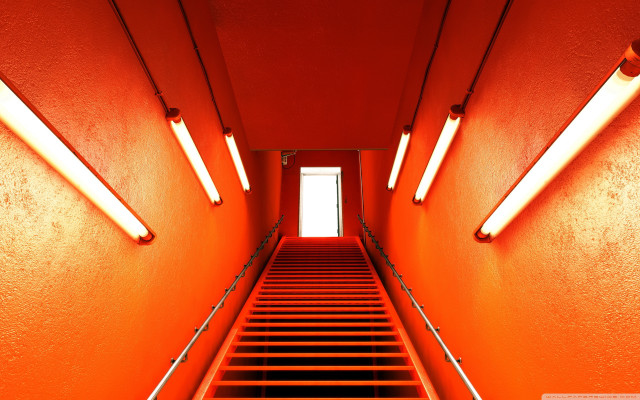 Staircase orange walls window bright free wallpaper for desktop - medium preview image