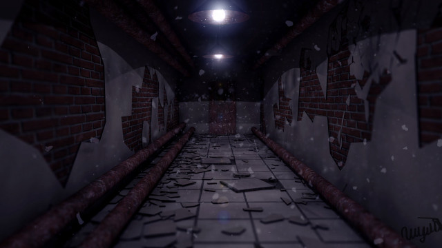 Hallway brick wall ceiling light free wallpaper for desktop - medium preview image