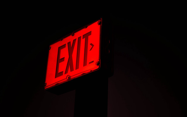Red exit sign dark night free wallpaper for desktop - medium preview image