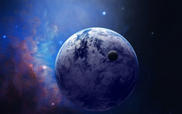 Blue planet blackhole starry sky free wallpaper for desktop - medium preview image