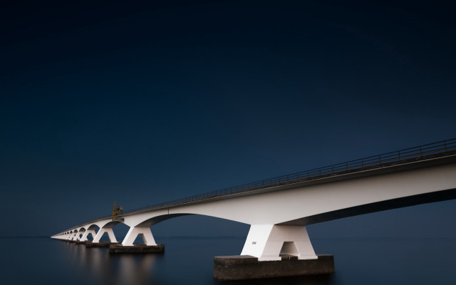 Bridge water sky person precisionism free wallpaper for desktop - medium preview image
