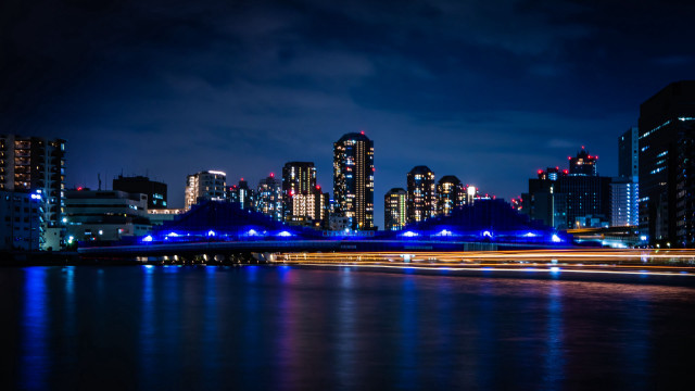City skyline bridge river night #67 free wallpaper for desktop - medium preview image