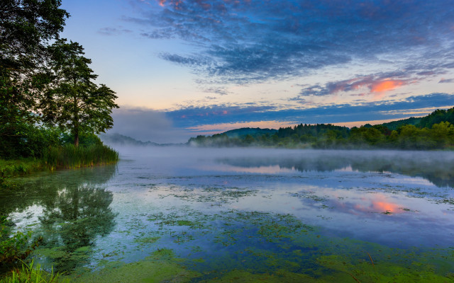 Lake trees clouds sunset hudson free wallpaper for desktop - medium preview image