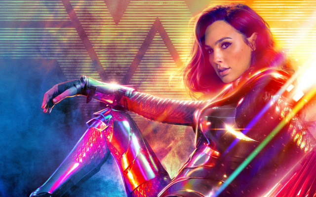 Futuristic woman neon suit sword free wallpaper for desktop - medium preview image