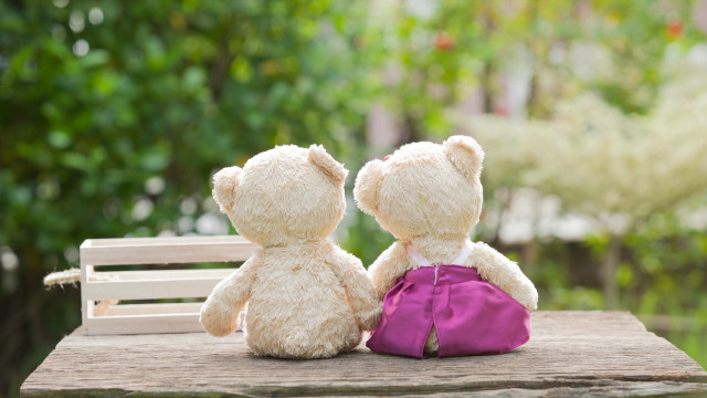 Teddy bears bench purple bag free wallpaper for desktop - medium preview image