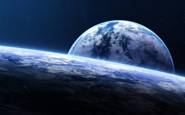 Blue planet distant star space free wallpaper for desktop - medium preview image