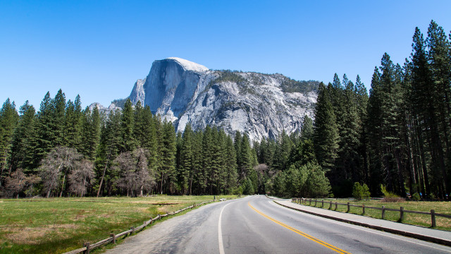Mountain road fence trees nature free wallpaper for desktop - medium preview image