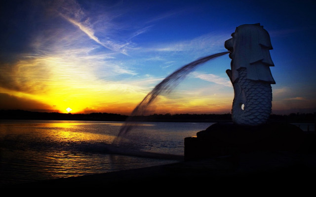 Fire hydrant sunset water mountain free wallpaper for desktop - medium preview image
