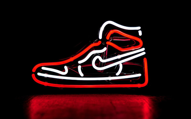 Neon shoe table dark red free wallpaper for desktop - medium preview image