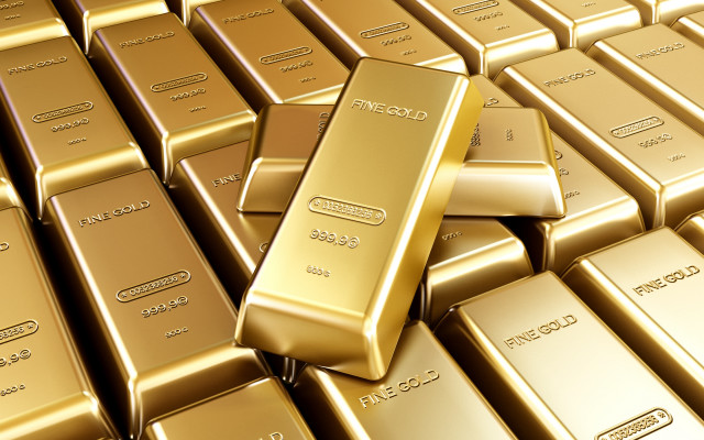 Gold bars pile table pen free wallpaper for desktop - medium preview image
