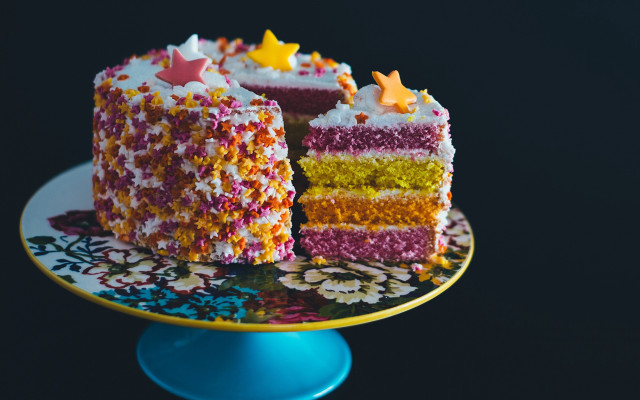 Multi colored cake slice blue free wallpaper for desktop - medium preview image