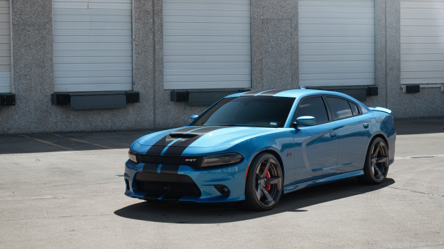 Blue dodge charger black stripe free wallpaper for desktop - medium preview image