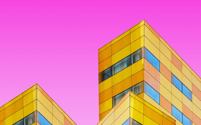 Pink buildings synchromism digital rendering free wallpaper for desktop - medium preview image