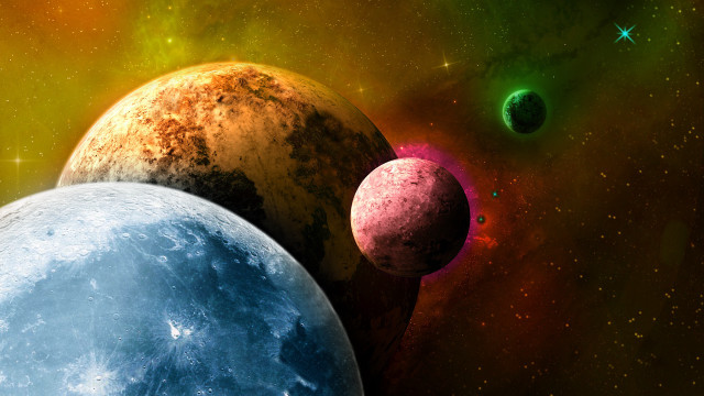 Colorful space planets stars moon #2 free wallpaper for desktop - medium preview image