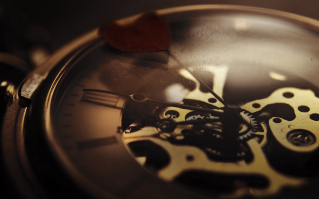 Clock red leaf photorealism 3d free wallpaper for desktop - medium preview image