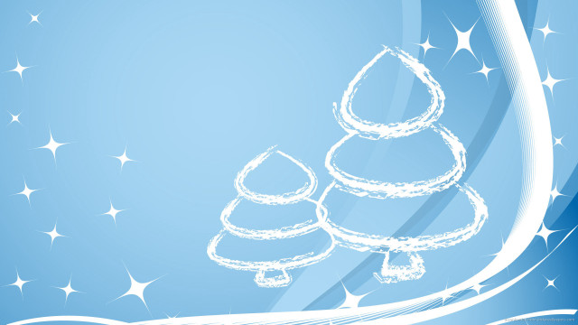 Blue background christmas tree stars free wallpaper for desktop - medium preview image