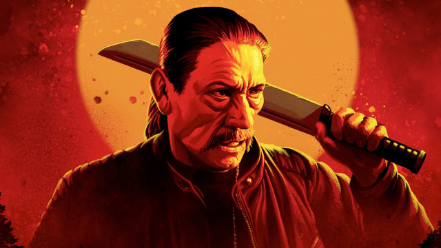 Blood moon man with katana free wallpaper for desktop - medium preview image