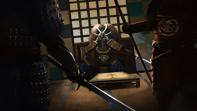 Samurai man swords bed suit free wallpaper for desktop - medium preview image