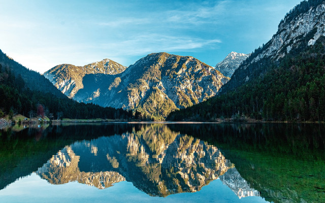 Mountain range reflection lake forest #9 free wallpaper for desktop - medium preview image