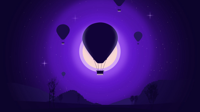Purple night sky hotairballoon stars free wallpaper for desktop - medium preview image