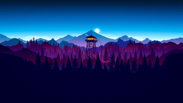 Mountain tower fullmoon night sky free wallpaper for desktop - medium preview image