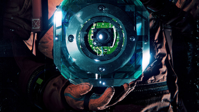 Man holding green object cyberpunk free wallpaper for desktop - medium preview image