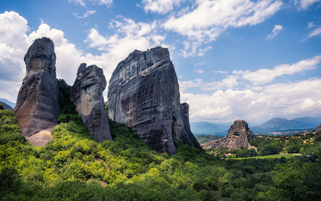 Rock hillside clouds blue sky free wallpaper for desktop - medium preview image