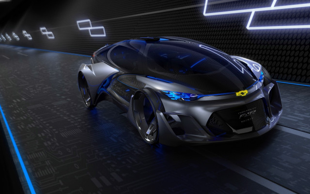Futuristic car neon lights dark free wallpaper for desktop - medium preview image