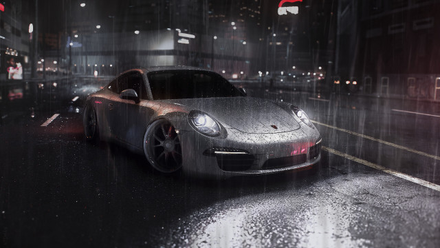 Rainy night car city lights free wallpaper for desktop - medium preview image