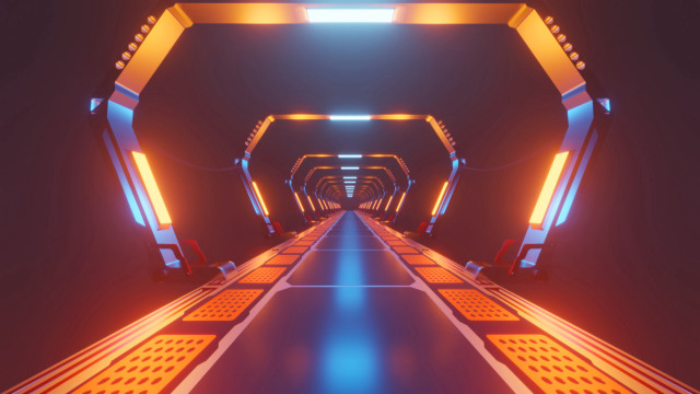 Tunnel bright light retrofuturism sunset free wallpaper for desktop - medium preview image
