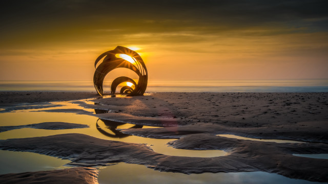 Beach sunset abstract sculpture ocean free wallpaper for desktop - medium preview image